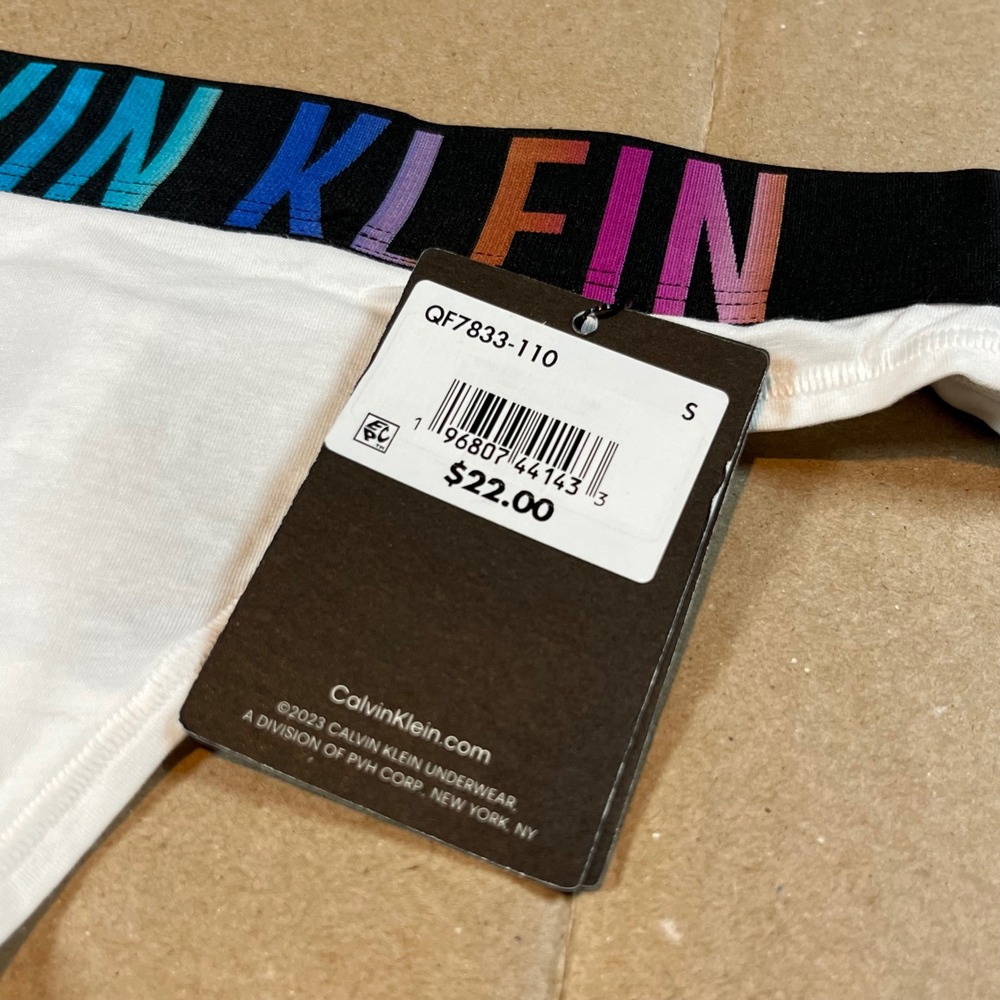 Calvin Klein Intense Power Pride Rainbow Logo Thong White Small QF7833-110 - Picture 3 of 7